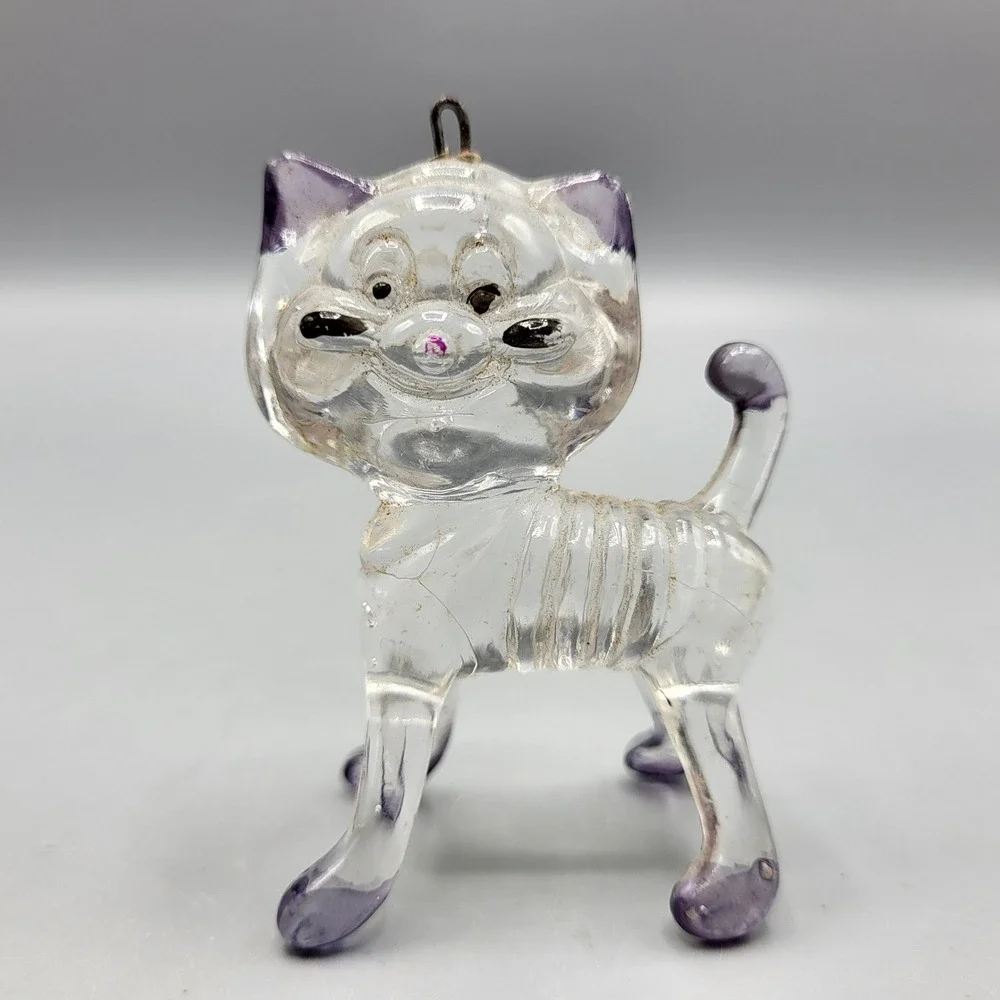 Vintage Lucite Acrylic Christmas Ornaments Figurines Animal Set of 3 Holiday